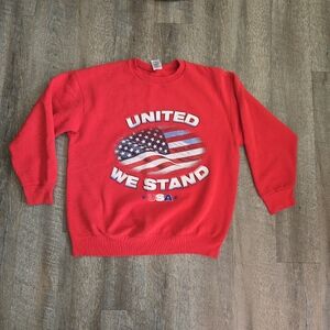 Vintage 90s Streetwear Mens XL Faded Spell Out United We Stand USA Sweatshirt